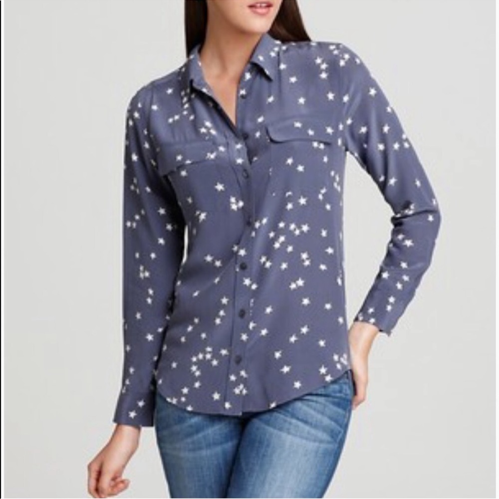 Equipment Femme Star Patterned Silk Signature Top